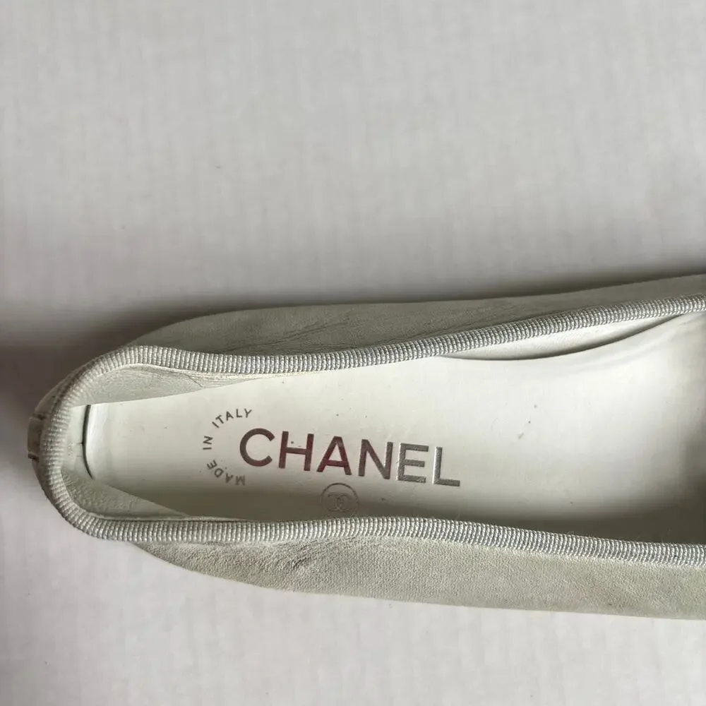 Chanel Cap Toe CC Logo Ballet Flats Gray Black Patent Leather Shoes Size EU 41 - Picture 16 of 16